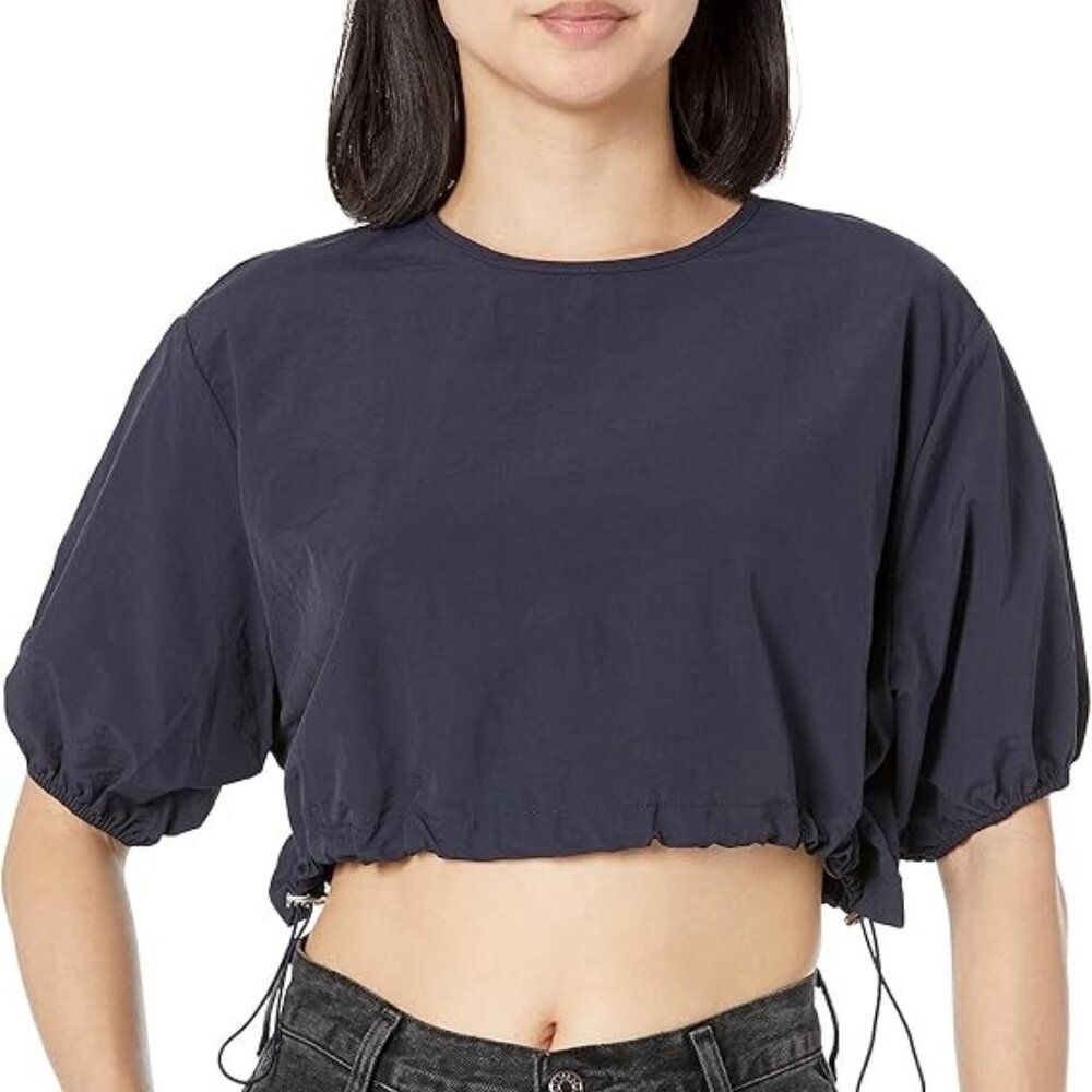 Moon River Anthropologie Shirred Side Cinch Top Womens XS Navy Blue NWT